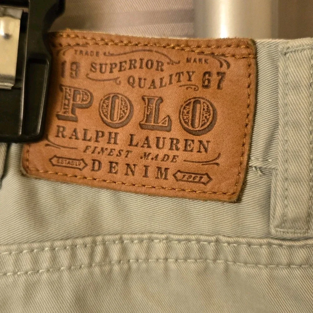 Polo Ralph Lauren Mens Pale Green Straight Leg Denim Pants 38x30 Pony Logo